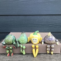 VTG Anthropomorphic Shelf Sitters Fruits Vegetables Kitchen Decor x 4 Kitsch MCM - £18.62 GBP