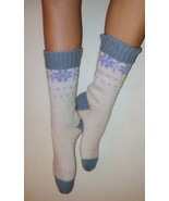 S-M-L Superfine 100% Virgin Wool Socks Womens Hand Knit Hiking Winter So... - £8.49 GBP
