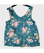 Torrid Georgette Chiffon Tank Top Women&#39;s Size 00 Lightweight Teal Floral - $16.82