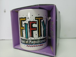 &quot;Fifty Years of Magnificence&quot; Happy Birthday Coffee Mug Amscan Vintage 9... - £11.75 GBP