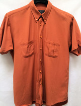 Ted Baker Mens L Shirt Orange Polynosic Short Sleeve Pockets 4 - £21.86 GBP