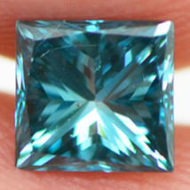 Princess Cut Diamond Loose Fancy Blue Color VS2 Enhanced 4.67X4.48MM 0.55 Carat - $625.00