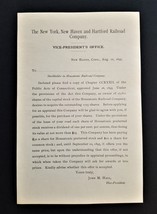 1895 antique New York New Haven and Hartford Railroad Company unused Doc... - £14.66 GBP