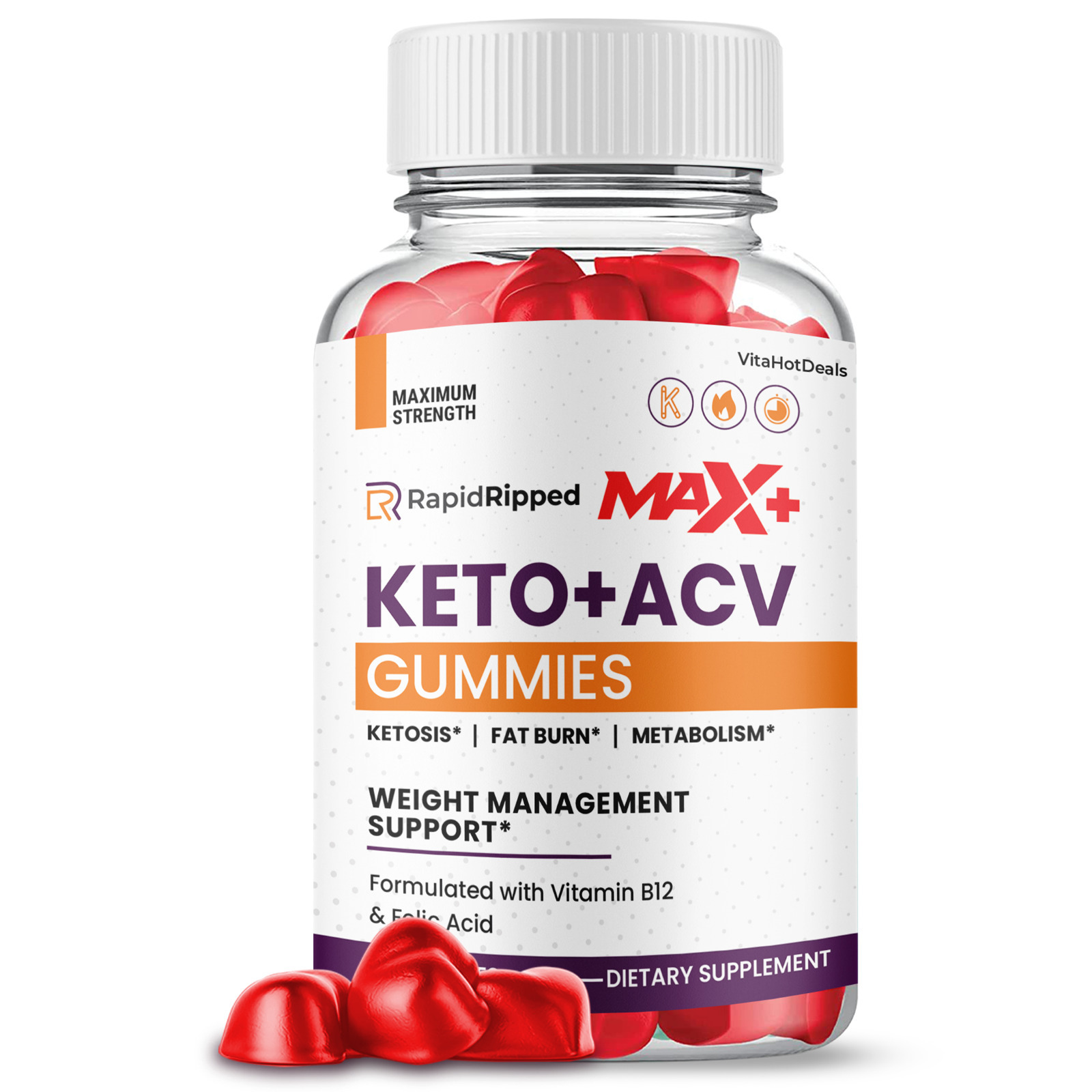 1 Pack Rapid Ripped Max + Keto ACV Gummies Maximum Potency ACV Gummy