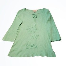 Cathy Daniels Gauze Palm Tree Pop Over Shirt Aqua Green Size Small S NWT - £21.66 GBP