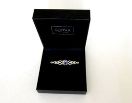 Scottish ORTAK  Sterling Silver Art Nouveau Amethyst Bar Pin with box - £43.72 GBP