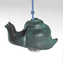 Vintage Japanese Iron Figural  Bell/windchime-Slowing Moving Green SNAIL - $32.00