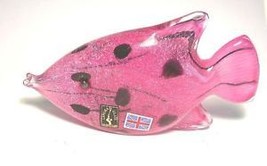 English Langham Glass handblow tropical Dotty pink FISH - $75.00