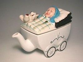 British KENSINGTON Teapot-Babe in Carriage + Teddy Bear - £43.32 GBP