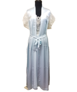 Donna Richards Vintage Peignoir &amp; Nightgown Satin Lace Set Light Blue Br... - $3,807.71 MXN