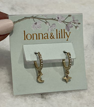 Lonna &amp; Lilly Moon And Star Huggie Hoop Clear Rhinestone Earrings - $15.80