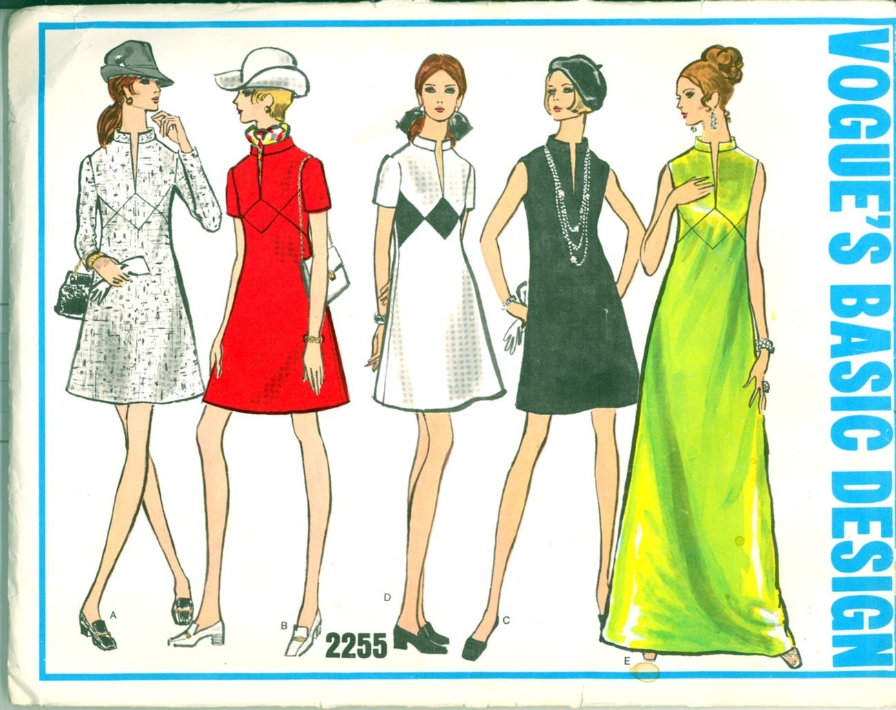 Primary image for 1960s Size 8 Bust 31 ½ Mod Mini Maxi Dress Vogue Basic Design 2255 Pattern