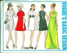1960s Size 8 Bust 31 ½ Mod Mini Maxi Dress Vogue Basic Design 2255 Pattern - £15.00 GBP