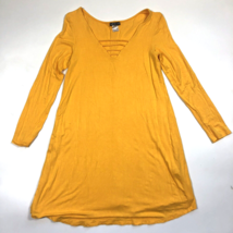 Venus Women Golden Yellow Casual Long Sleeved T-shirt Dress Small - £17.88 GBP