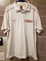 Nike Dri-Fit Clemson Tigers Men&#39;s White / Orange Polo Golf Shirt Size LG - £11.32 GBP