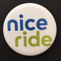 Nice Ride Button Pin Green Blue &amp; White 2.25&quot; - £6.29 GBP