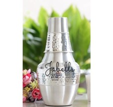Silver Plated Hammered Design Surahi Shpae Bedroom Bottle with Inner Side Pure - £61.13 GBP