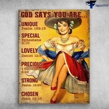 Beautiful Girl God Says You Are Unique Special Lovely Precious Strong Chosen - £12.57 GBP