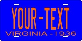 Virginia 1936 Personalized Tag Vehicle Car Auto License Plate - $16.75