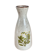 Vintage 5.5&quot; Tall Stoneware Vase Featuring Flowering Mint - £19.43 GBP