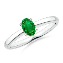 Angara Lab-Grown 0.4 Ct Classic Solitaire Oval Emerald Promise Ring in Silver - £267.08 GBP