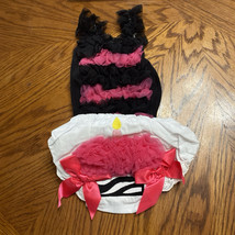 Baby Cotton Satin Tulle Ruffle Bow Top/Bloomer Diaper Cover~ 0-3 Mo. - $147.62 MXN