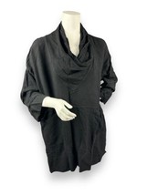 Soft Surroundings Black Cowl Neck Tunic Top Linen Rayon Blend Blouse Sz S/M - £22.19 GBP