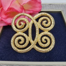 Vintage Unsigned Gold Tone Swirl Brooch Pin - £14.19 GBP