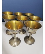 Vintage Spain  Brass /Metal Goblet Chalice Cup Lot of 8 Wine Glass Made ... - $34.65