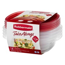 Rubbermaid  TakeAlongs  Squares Food Storage 4 Bowls W Lids Quik Clik Seal 2.9 C - £13.24 GBP