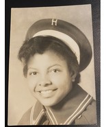 Antique B&amp;W Portrait Photo Of A Beautiful Black Sailor Girl 1960&#39;s - £5.18 GBP