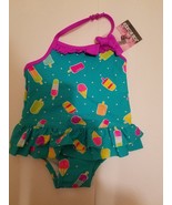 Joe BoxGirls Infant Toddler One Piece Swimsuit w/Tutu 24M UPF 50+Ice Cream  - £7.66 GBP