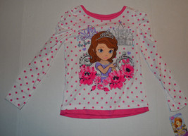Disney Sofia The First  Long Sleeve  Top Sizes  6 6X  NWT Pink Polka Dot Lace - £10.96 GBP