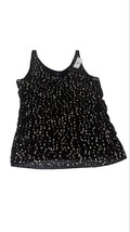 Ann Taylor Loft Wavy Fun Black Gold Sequin Cotton Scoop Neck Tank Shirt Small - £15.56 GBP