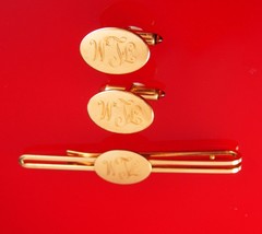 Vintage gold filled cufflinks Monogrammed initial FLM WTL  signet Krementz Weddi - £155.87 GBP
