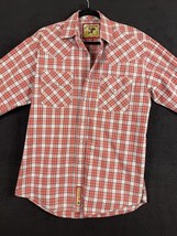 Cinch Classic Cowboy Collection Shirt Mens S Red Plaid Pearl Snap Cotton FLAW - £7.74 GBP