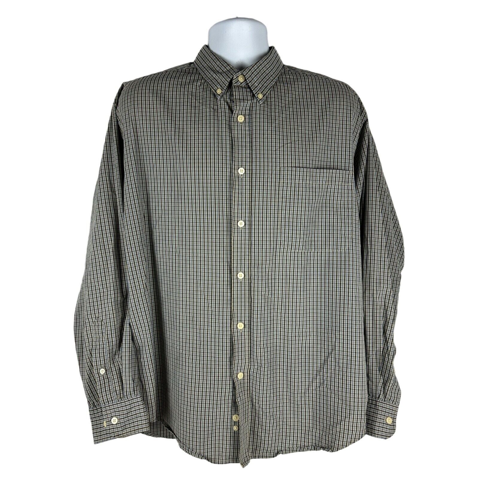 Puritan Mens Wrinkle-Resistant Button-Down Shirt Size L Blue Night Check... - $14.00