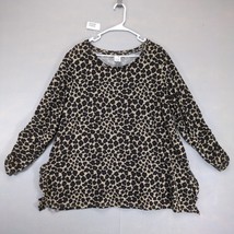 Terra &amp; Sky Women&#39;s 1X Top Leopard Print Fleece Fabric Tunic Length Plus... - $20.00