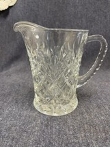Vintage Clear Small Cut Glass Juice Pitcher/Creamer abt 5&quot; Tall Excellent - $4.95