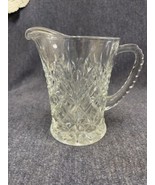 Vintage Clear Small Cut Glass Juice Pitcher/Creamer abt 5&quot; Tall Excellent - £3.88 GBP