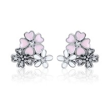 BAMOER 925 Silver Daisy Flower Clear CZ Stud Earrings for Women Silver Jewelry V - £16.06 GBP