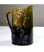Antique Brantford Canada pottery pitcher Yellow Blue Medium 6.5in Tall D... - $55.00