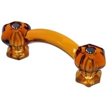 Set Of 5 Amber Glass Drawer Pulls Handles Furniture Hardware Vintage Style Retro - £44.47 GBP
