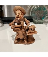 Vintage Terracotta Clay Hillbilly Man Sculpture Figurine Handmade Statue. - £18.99 GBP