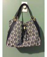 new authentic michael kors Blue handbag Ludlow Sig MK Satchel genuine le... - £171.86 GBP