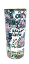 Art Deco Floral Handpainted Japan Moriage Ceramic Vase Flowers People Gold Trim - £24.87 GBP