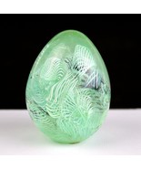 Murano Art Glass Mint Green Ribbon Egg Paperweight, Original Italy Label... - $25.00