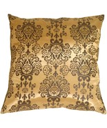 Gold with Brown Baroque Pattern Throw Pillow, with Polyfill Insert - £27.93 GBP