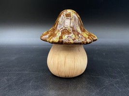 Mushroom Terra Cotta &amp; Glazed Head Planter Decor Fairy Garden - £12.60 GBP
