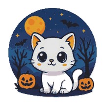 Little Kitten at Night on Halloween - Cross Stitch Pattern PDF -Instant ... - $5.00